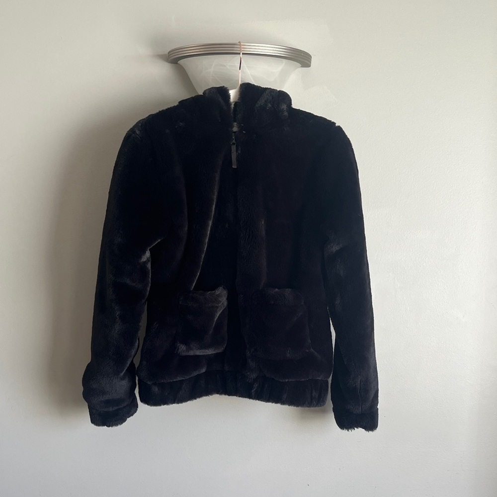 Black Faux Fur Kids Jacket
